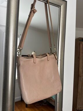 Madewell Blush Tan Leather Shoulder Bag with Adjustable Strap